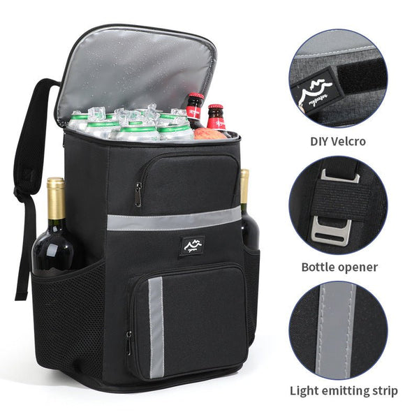Insulated Cooler Backpack - Portable Outdoor Picnic and Beverage Bag with Bottle Opener (Black) - Decor Delight Aus