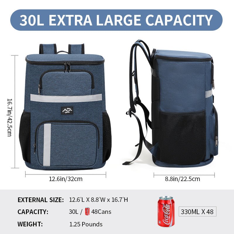 Insulated Cooler Backpack - Portable Outdoor Picnic and Beverage Bag with Bottle Opener (Gray) - Decor Delight Aus
