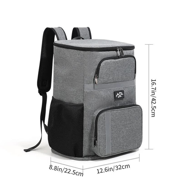 Insulated Cooler Backpack - Portable Outdoor Picnic and Beverage Bag with Bottle Opener (Gray) - Decor Delight Aus