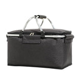 Insulated Picnic Basket with Aluminum Frame - Portable Collapsible Cooler Bag 18L 40*20*23cm(Black) - Decor Delight Aus