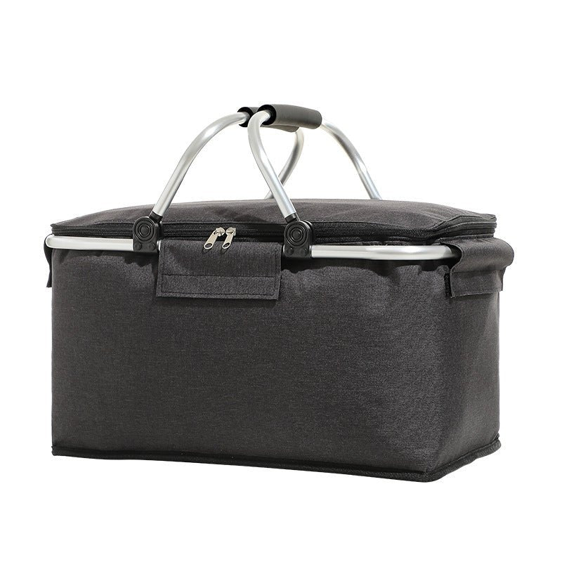 Insulated Picnic Basket with Aluminum Frame - Portable Collapsible Cooler Bag 18L 40*20*23cm(Black) - Decor Delight Aus