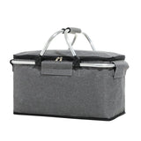 Insulated Picnic Basket with Aluminum Frame - Portable Collapsible Cooler Bag 18L 40*20*23cm(Gray) - Decor Delight Aus