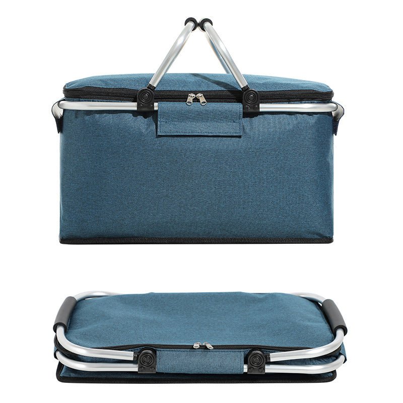 Insulated Picnic Basket with Aluminum Frame - Portable Collapsible Cooler Bag 18L 40*20*23cm(Navy Blue) - Decor Delight Aus