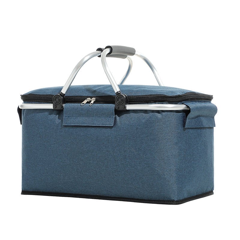 Insulated Picnic Basket with Aluminum Frame - Portable Collapsible Cooler Bag 18L 40*20*23cm(Navy Blue) - Decor Delight Aus
