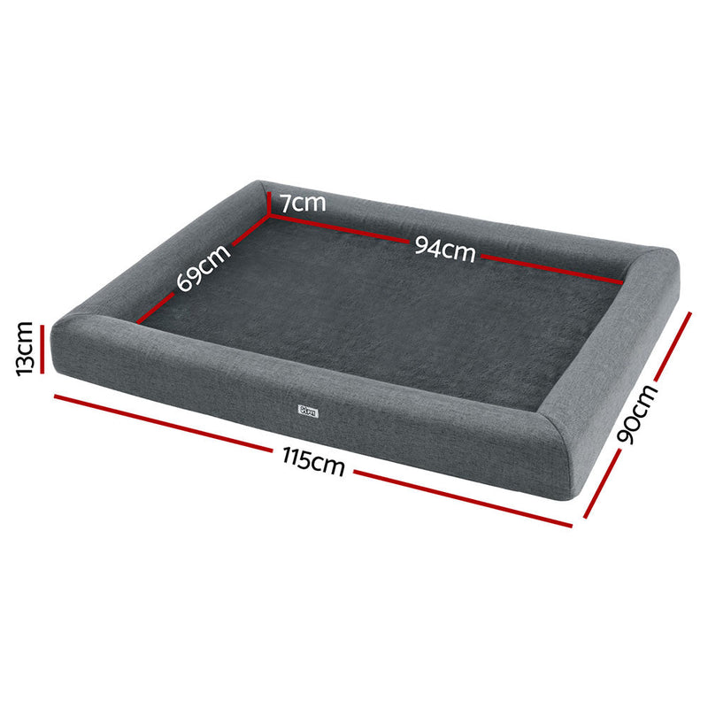 i.Pet Pet Bed Dog Cat Extra Large Calming Soft Sofa Cushion Egg Crate Washable Grey - Decor Delight Aus