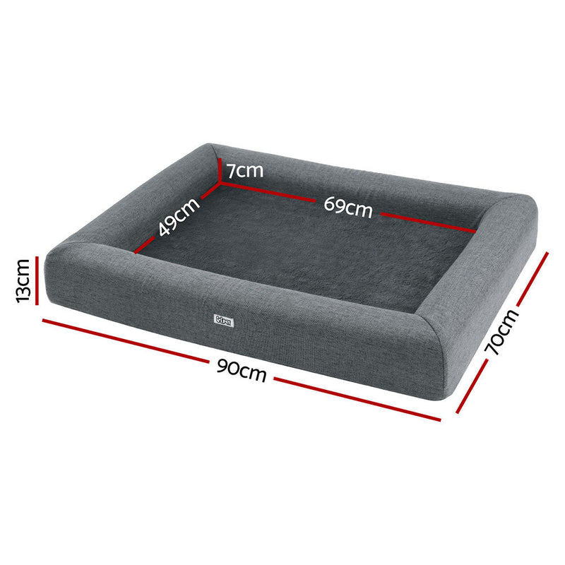 i.Pet Pet Bed Dog Cat Large Calming Soft Sofa Cushion Egg Crate Washable Grey - Decor Delight Aus