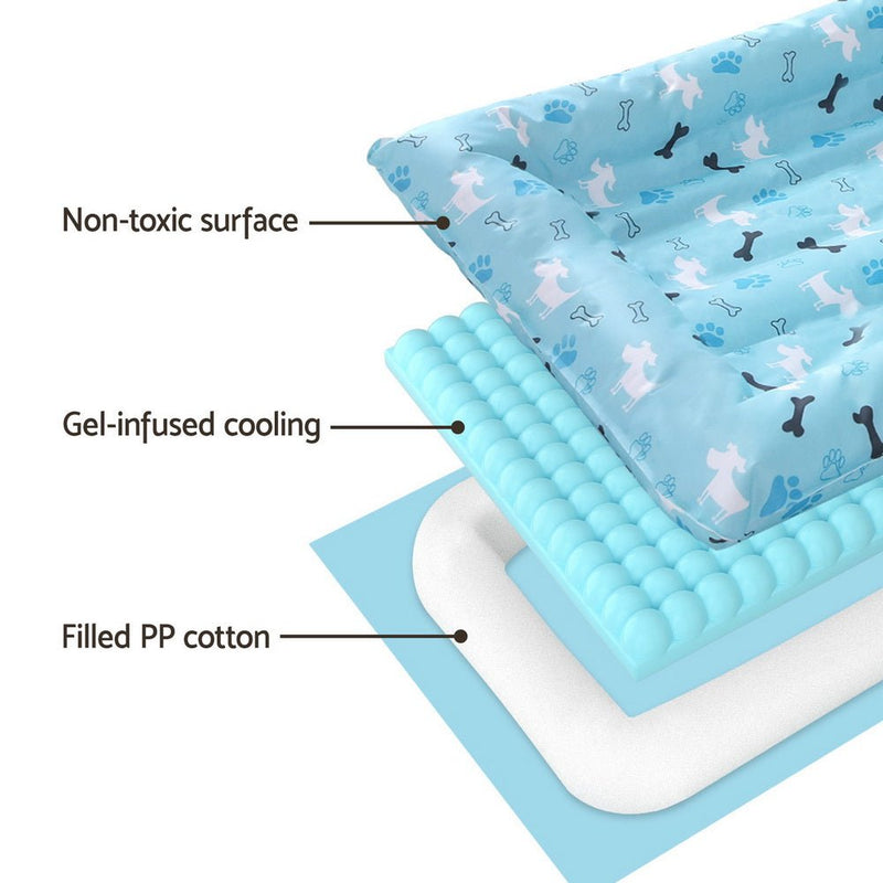 i.Pet Pet Cooling Mat Gel Dog Cat Self - cool Puppy Pad Large Bed Summer Blue - Decor Delight Aus
