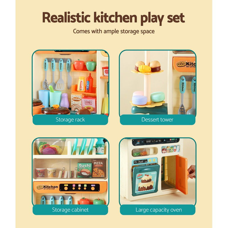 Keezi Kids Kitchen Pretend Play Set Cooking Sound Steam Light Function - Decor Delight Aus