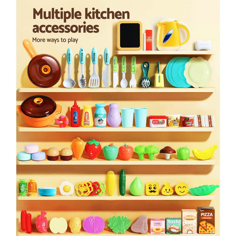 Keezi Kids Kitchen Pretend Play Set Cooking Sound Steam Light Function - Decor Delight Aus