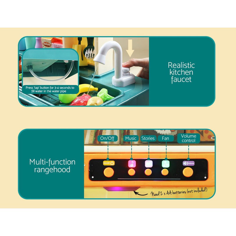 Keezi Kids Kitchen Pretend Play Set Cooking Sound Steam Light Function - Decor Delight Aus