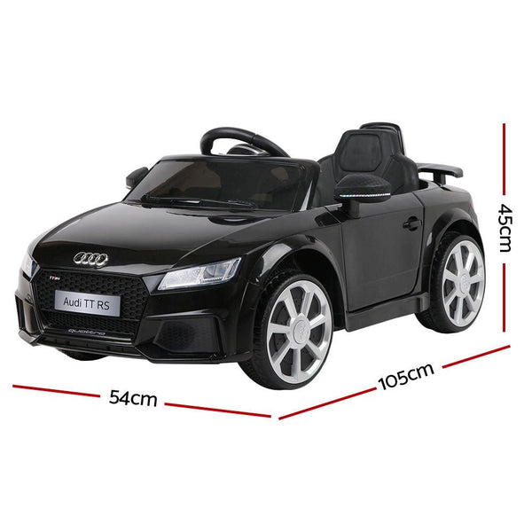 Kids Electric Ride On Car Audi Licensed TTRS Toy Cars Remote 12V Battery Black - Decor Delight Aus