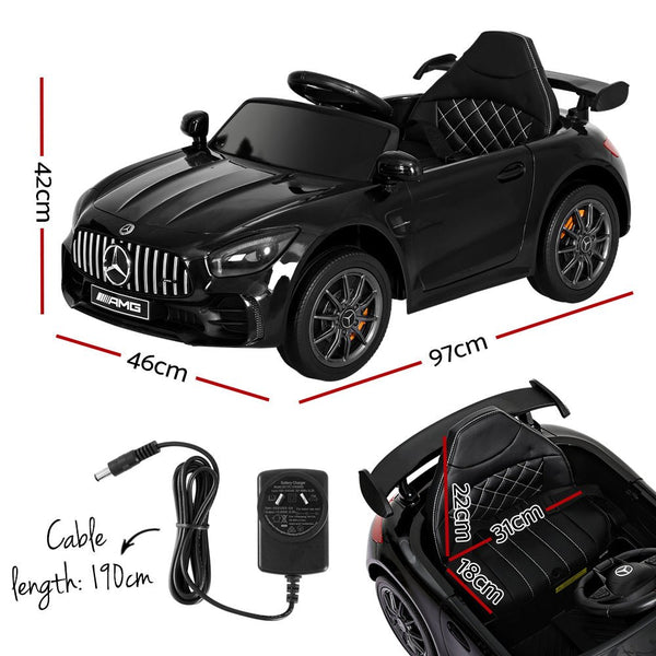 Kids Electric Ride On Car Mercedes - Benz AMG GTR Licensed Toy Cars Remote Black - Decor Delight Aus