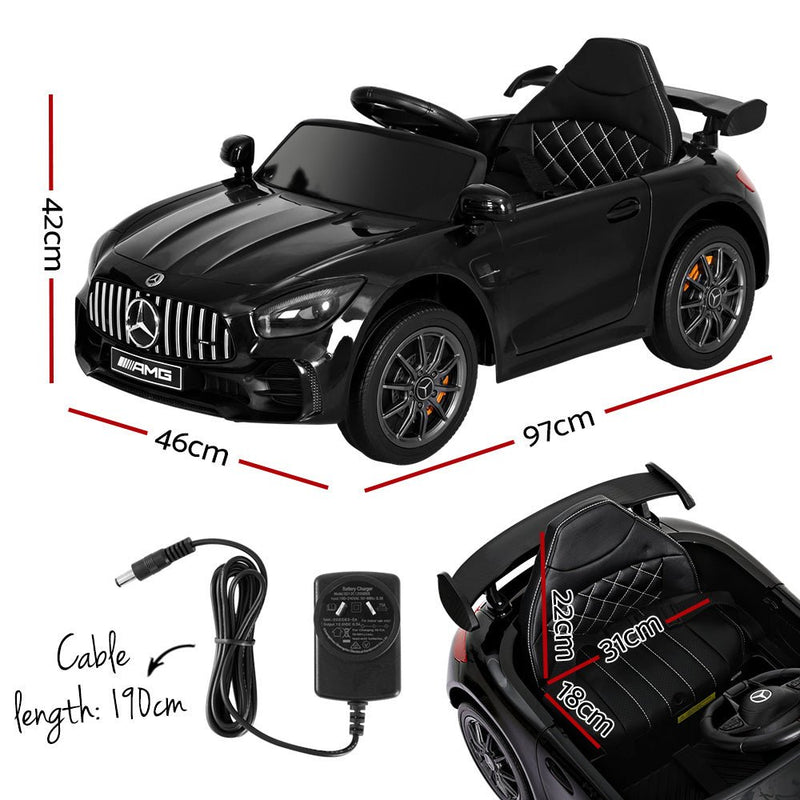 Kids Electric Ride On Car Mercedes - Benz AMG GTR Licensed Toy Cars Remote Black - Decor Delight Aus