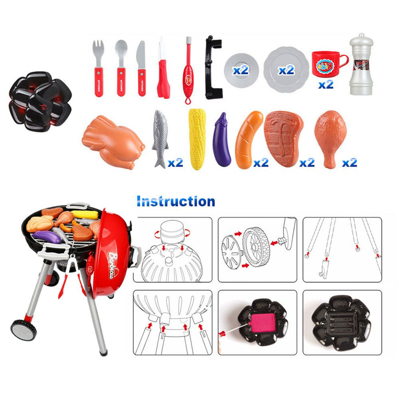 Kids Pretend Barbecue Grill Cooking Set - Decor Delight Aus