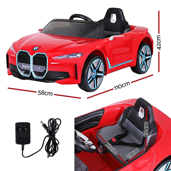 Kids Ride On Car BMW Licensed I4 Sports Remote Control Electric Toys 12V Red - Decor Delight Aus