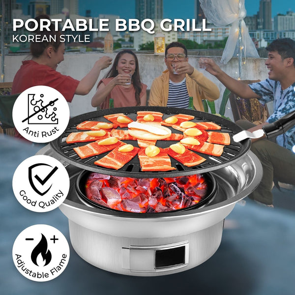 KILIROO Multifunctional Camping Charcoal BBQ Grill Stove (Silver) - Decor Delight Aus