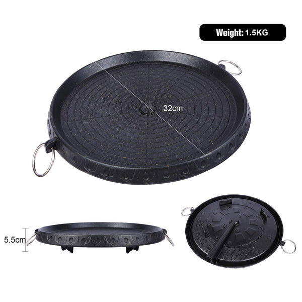 Korean BBQ Grill Pan Non - Stick Smokeless Stovetop BBQ Grill Plate Indoor Outdoor - Decor Delight Aus