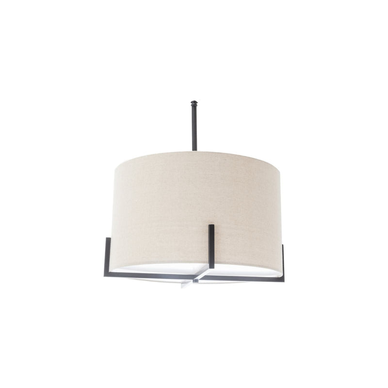 Modern Scandi Metal Hanging Pendant Lamp w/ Linen Shade Light - Matte Black - Decor Delight Aus