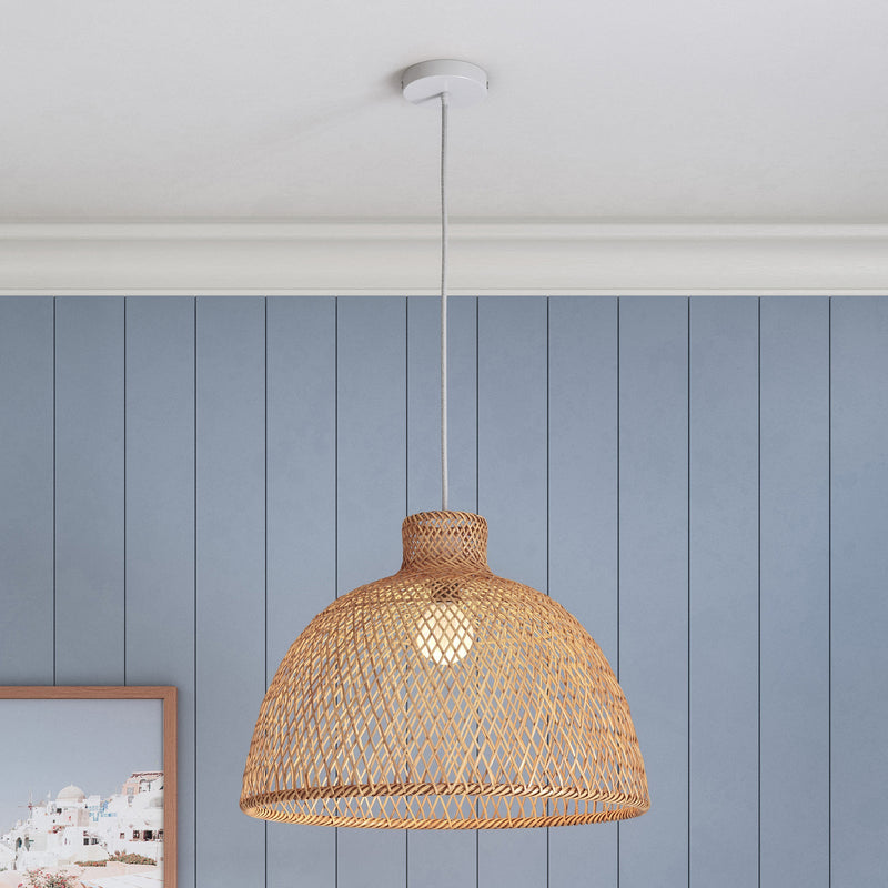 Natural Hand Woven Bamboo Dome Pendant Lamp Hanging Light Rattan Style - Decor Delight Aus