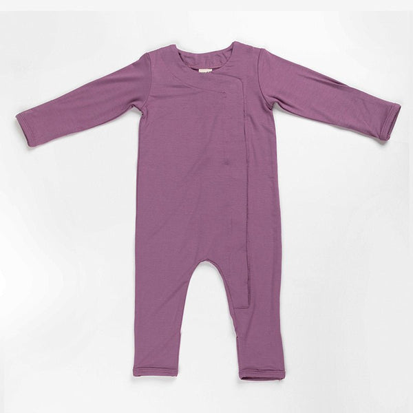 Ponchik Babies + Kids - Magnetic Bamboo Body Suit Onesie - Plum - 0 - 3m - Decor Delight Aus