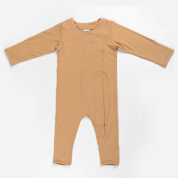 Ponchik Babies + Kids Magnetic Bamboo Body Suit - Toffee - 0 - 3m - Decor Delight Aus