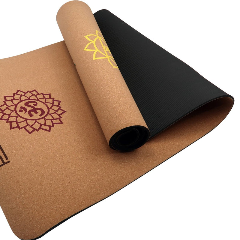 Powertrain Cork Yoga Mat with Carry Straps Home Gym Pilates - Chakras - Decor Delight Aus