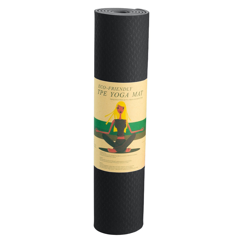 Powertrain Eco - friendly Dual Layer 6mm Yoga Mat | Midnight | Non - slip Surface And Carry Strap For Ultimate Comfort And Portability - Decor Delight Aus