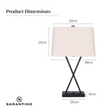 Sarantino Metal Table Lamp Pair Rectangular Shade X Stand - Decor Delight Aus