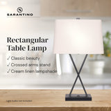 Sarantino Metal Table Lamp Pair Rectangular Shade X Stand - Decor Delight Aus