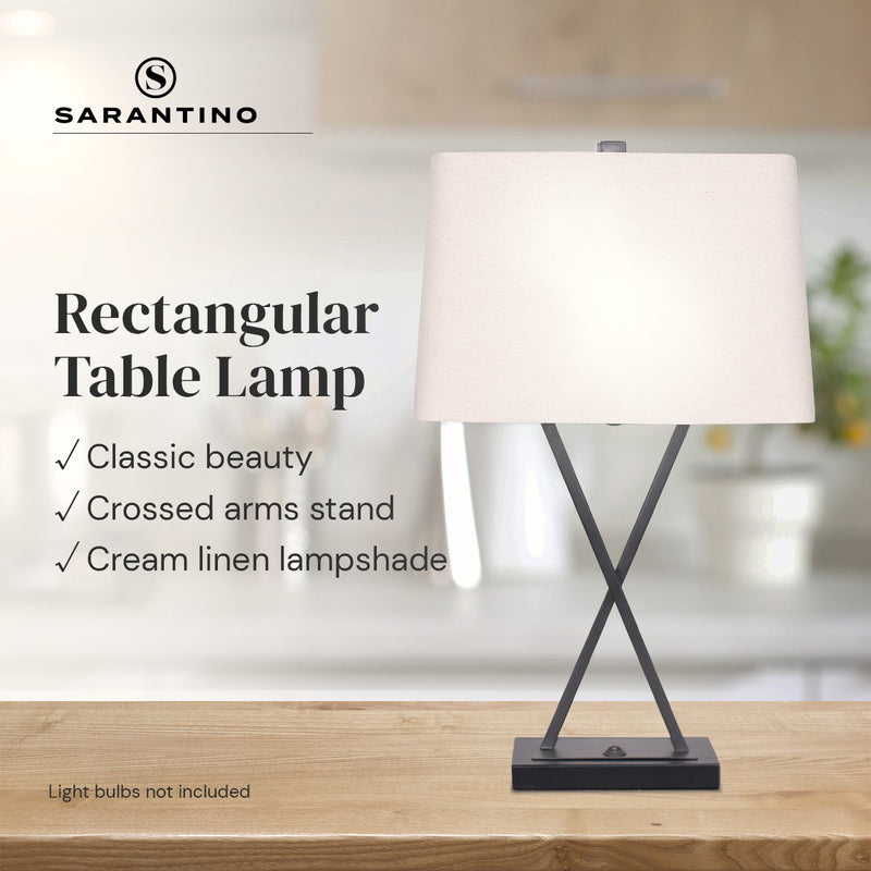 Sarantino Metal Table Lamp Pair Rectangular Shade X Stand - Decor Delight Aus