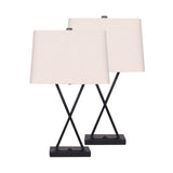 Sarantino Metal Table Lamp Pair Rectangular Shade X Stand - Decor Delight Aus