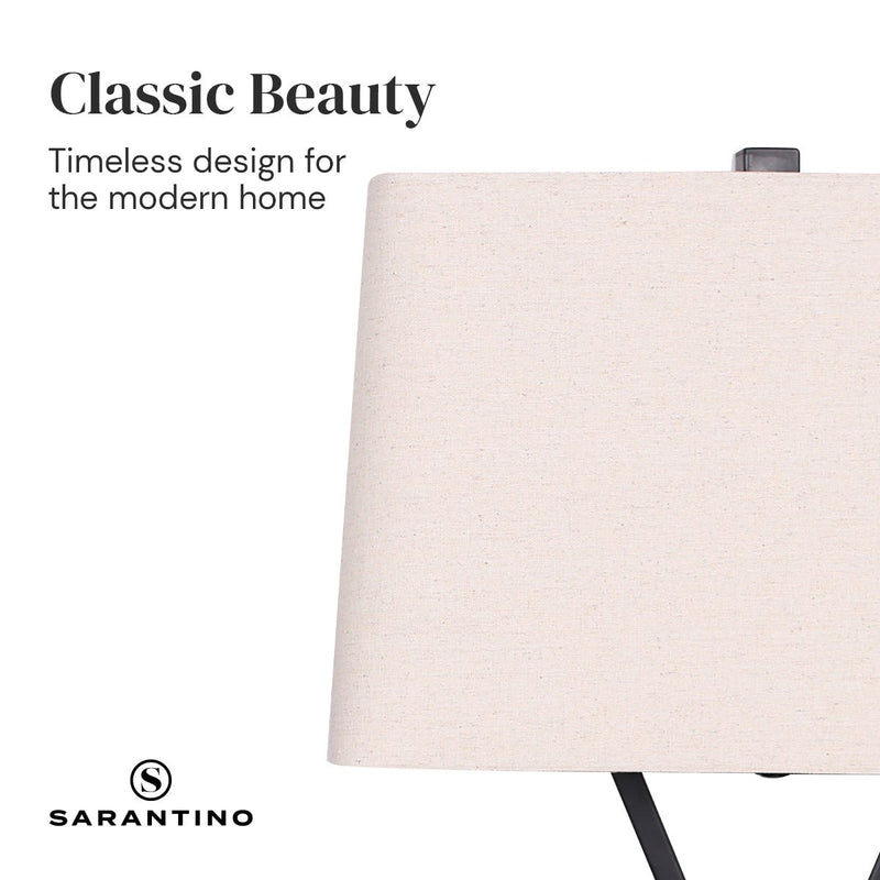 Sarantino Metal Table Lamp Pair Rectangular Shade X Stand - Decor Delight Aus