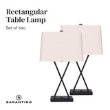 Sarantino Metal Table Lamp Pair Rectangular Shade X Stand - Decor Delight Aus
