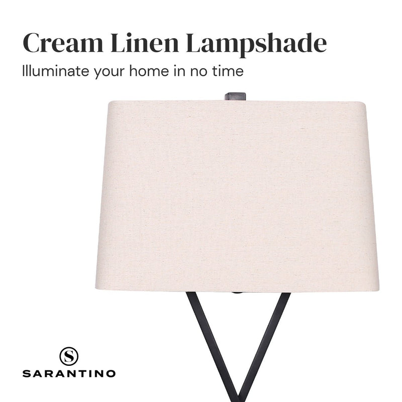 Sarantino Metal Table Lamp Pair Rectangular Shade X Stand - Decor Delight Aus