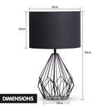 Sarantino Metal Wire Table Lamp in Black Finish With Black Drum Shade - Decor Delight Aus