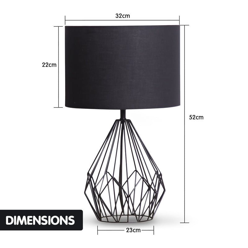 Sarantino Metal Wire Table Lamp in Black Finish With Black Drum Shade - Decor Delight Aus