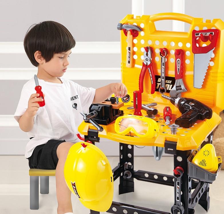 Toy Power Workbench, Kids Power Tool Bench Construction Set with Tools and Electric Drill - Decor Delight Aus