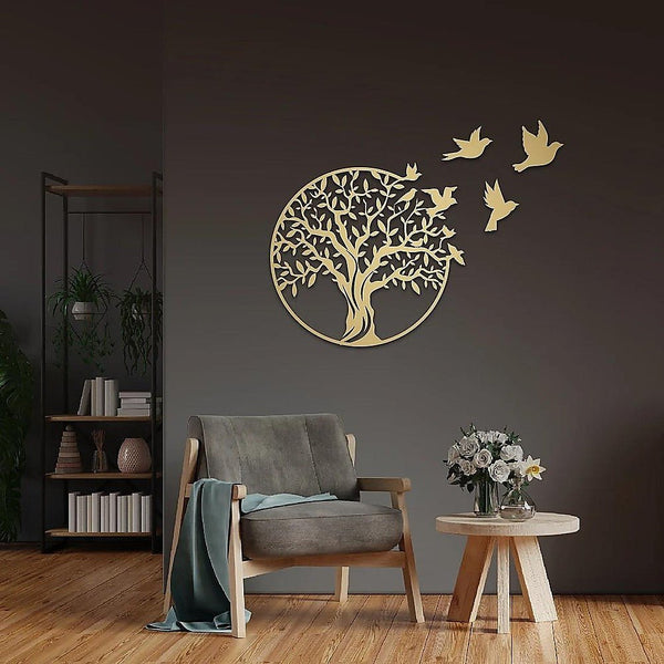 Tree of Life, Flying Birds Hanging Art - 30cm x 49cm - Decor Delight Aus