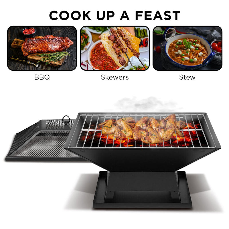 Wallaroo Portable Outdoor Fire Pit for BBQ, Grilling, Cooking, Camping - Decor Delight Aus
