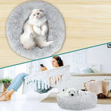 XXL - 80cm cream PawfectFriend Dog Pet Cat Calming Bed Plush Beds Large Fluffy Donut Comfy Cushion Puppy Mat - Decor Delight Aus