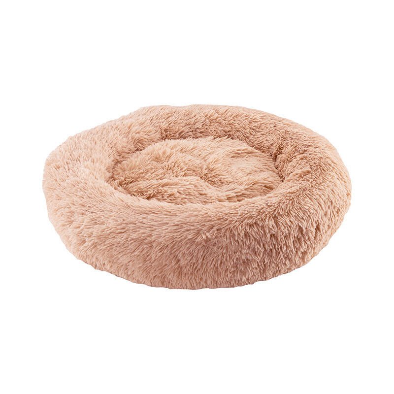 XXL - 80cm peach PawfectFriend Dog Pet Cat Calming Bed Plush Beds Large Fluffy Donut Comfy Cushion Puppy Mat - Decor Delight Aus