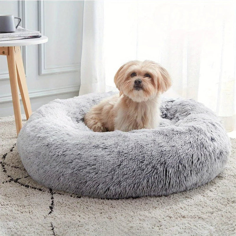 XXL - 80cm pink PawfectFriend Dog Pet Cat Calming Bed Plush Beds Large Fluffy Donut Comfy Cushion Puppy Mat - Decor Delight Aus
